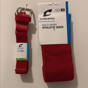 Red Athletic Socks and Belt Set